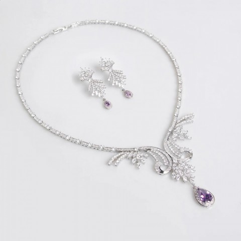 Womens Bridal Jewelry Set with Cubic Zirconia Water Drop Earrings
