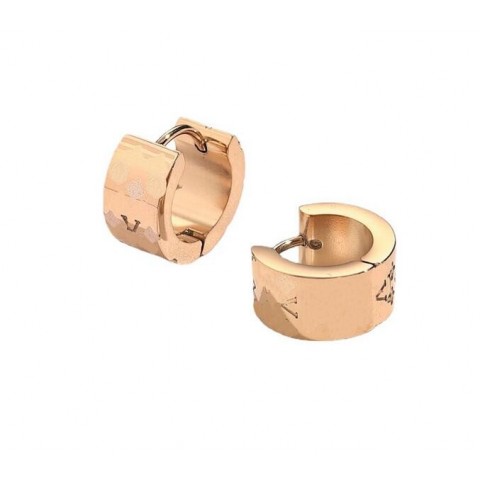 Luxury Letter Steels Seal Stud Earrings for Women in 18k Gold Plated Silver