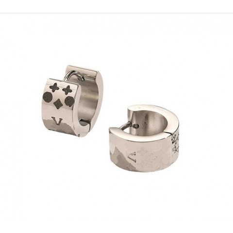 Luxury Letter Steels Seal Stud Earrings for Women in 18k Gold Plated Silver