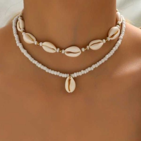 Rhinoceros Women's Minimalist Animal Pendant Necklace, White Glass, 50cm Rope Chain