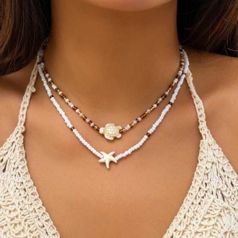 Rhinoceros Women's Minimalist Animal Pendant Necklace, White Glass, 50cm Rope Chain