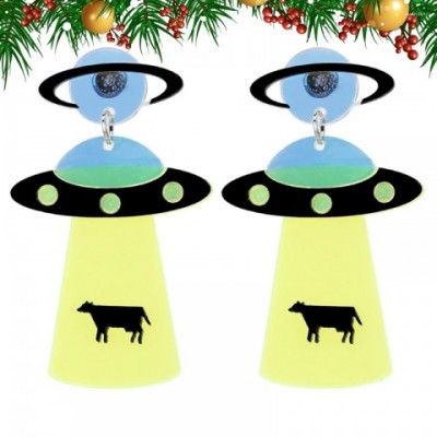 Alien UFO Dangle Earrings for Women - Trendy Cute Space Jewelry