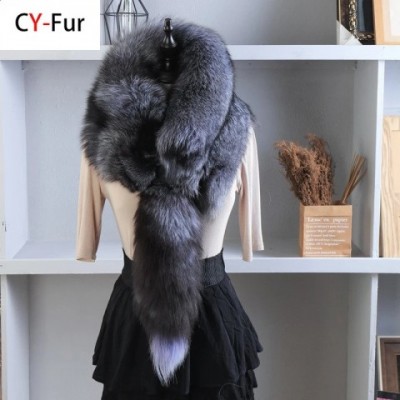 Unisex Premium Gray Silver Fox Fur Shawl for Winter Warmth