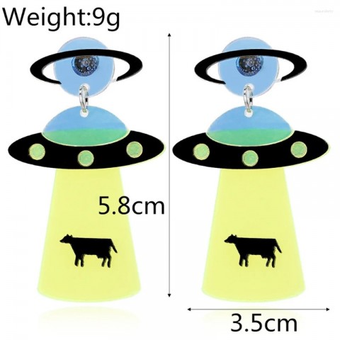 Alien UFO Dangle Earrings for Women - Trendy Cute Space Jewelry
