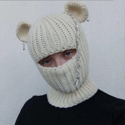 Rabbit Ear Balaclava Women's Winter Hat Y2K Knit Full Face Multifunction Ski Mask