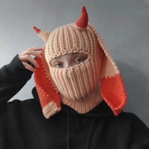Rabbit Ear Balaclava Women's Winter Hat Y2K Knit Full Face Multifunction Ski Mask