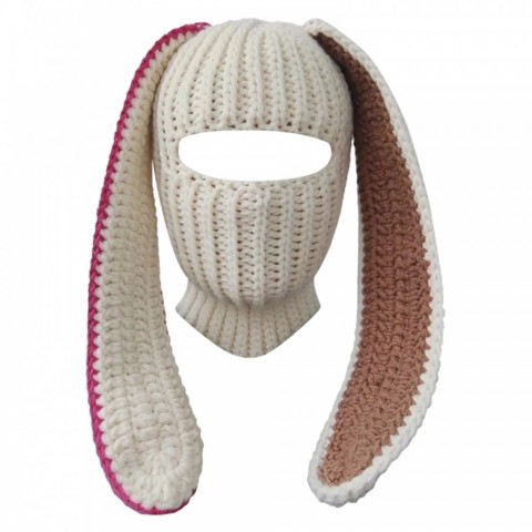 Rabbit Ear Balaclava Women's Winter Hat Y2K Knit Full Face Multifunction Ski Mask