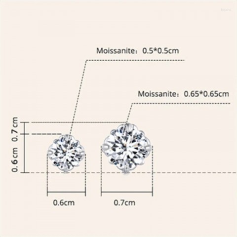 Lefei MSE013 Classic Stud Earrings for Women, Luxury Moissanite Flower Design Silver S925