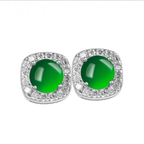 Choucong Women's Exquisite Emerald Agate Stud Earrings, Ideal Gift for Every Occasion
