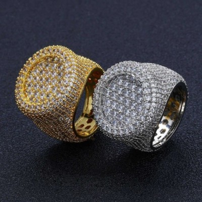 Qiku Men's Personalized Hip-Hop Zircon Couple Rings