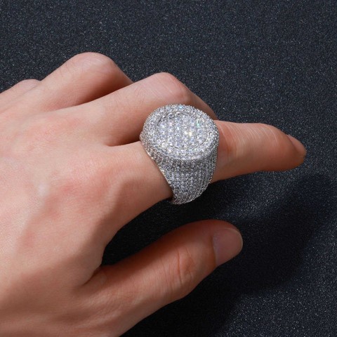 Qiku Men's Personalized Hip-Hop Zircon Couple Rings