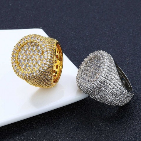 Qiku Men's Personalized Hip-Hop Zircon Couple Rings