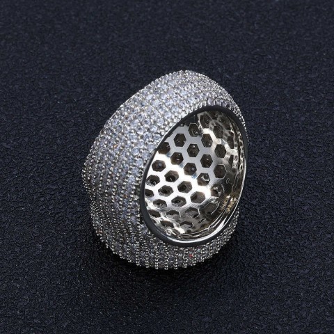 Qiku Men's Personalized Hip-Hop Zircon Couple Rings
