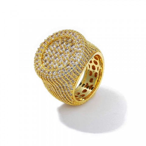 Qiku Men's Personalized Hip-Hop Zircon Couple Rings