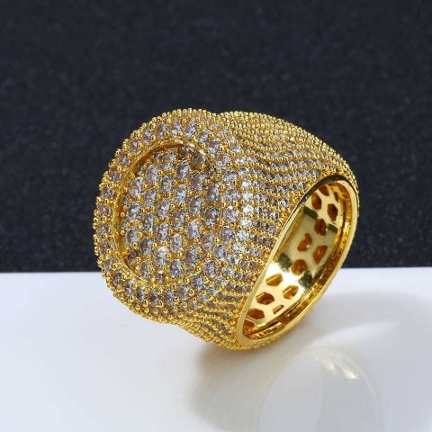 Qiku Men's Personalized Hip-Hop Zircon Couple Rings