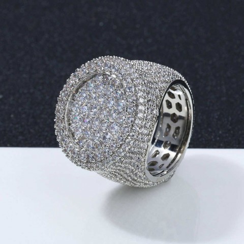 Qiku Men's Personalized Hip-Hop Zircon Couple Rings