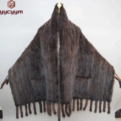 Luxury Winter Pashmina Scarf for Women - Real Mink Fur Shawl