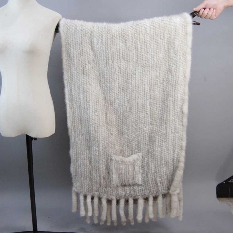 Luxury Winter Pashmina Scarf for Women - Real Mink Fur Shawl