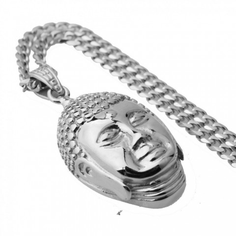 Gold Plated Buddha Head Pendant Necklace for Men