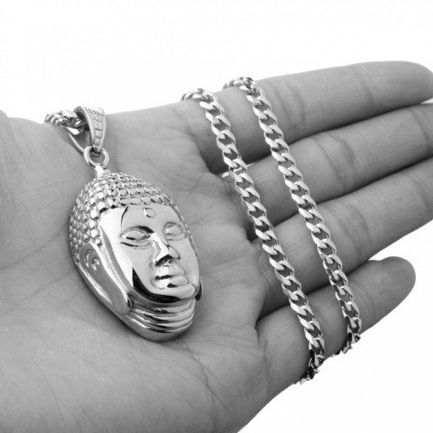 Gold Plated Buddha Head Pendant Necklace for Men