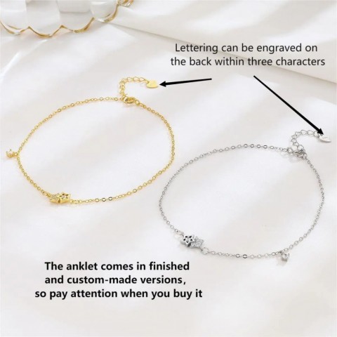 Customizable Shiny S925 Sterling Silver Zircon Star Anklet