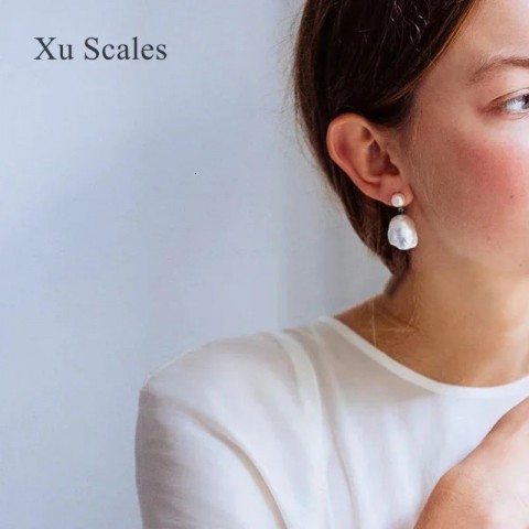 Baroque Style Freshwater Pearl Dangle Earrings for Women, High-Quality Gift, 15-25mm