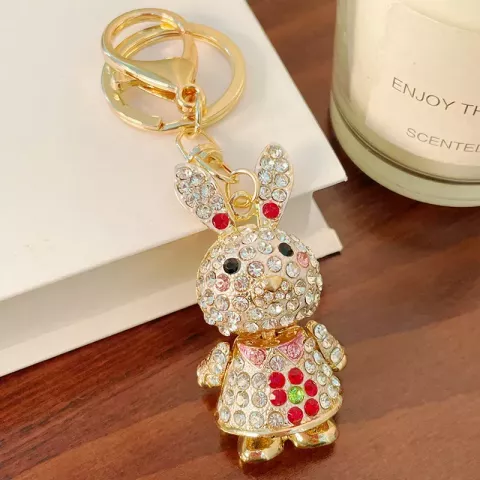 Luxury Metal Rhinestone Rabbit Keychains for Women and Unisex - Cute Animal Jewelry Gift