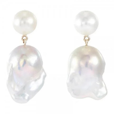 Baroque Style Freshwater Pearl Dangle Earrings for Women, High-Quality Gift, 15-25mm