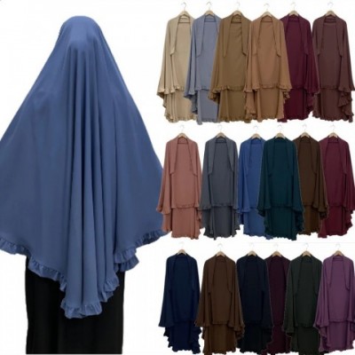 Long Nidal Quality Khimar Hijab for Women - Lace Camouflage Prayer Scarf