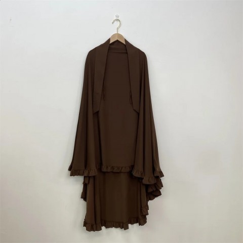 Long Nidal Quality Khimar Hijab for Women - Lace Camouflage Prayer Scarf