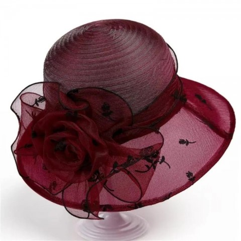 Elegant Beret Women Sun Protection Hat with Flower Bow