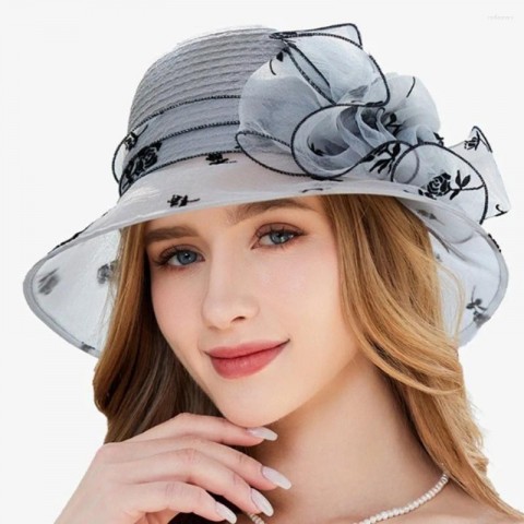 Elegant Beret Women Sun Protection Hat with Flower Bow