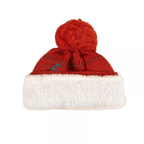 Lovely Red Christmas Set for Women: Pompom Beanie, Scarf & Gloves with Deer & Snow Prints