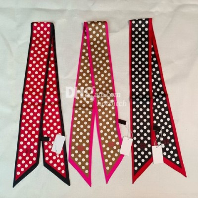 Luxury Twill Silk Scarf with White Polka Dots for Unisex