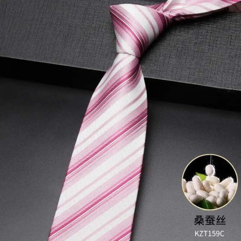 Luxury Men's 100% Silk Business Ties 2024 Purple Blue Striped High-End Jacquard Weave Gift Box
