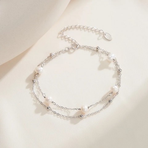 ORSA JEWELS Women's Fashion 925 Sterling Silver Baroque Pearl 14K Gold Chain Bracelet GPB32