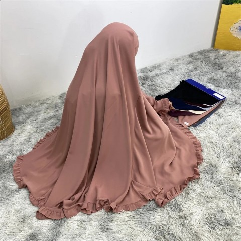 Long Nidal Quality Khimar Hijab for Women - Lace Camouflage Prayer Scarf