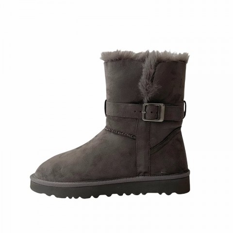 Grey Warm Rubber Sole High Tube Cashmere Snow Boots for Women 2025