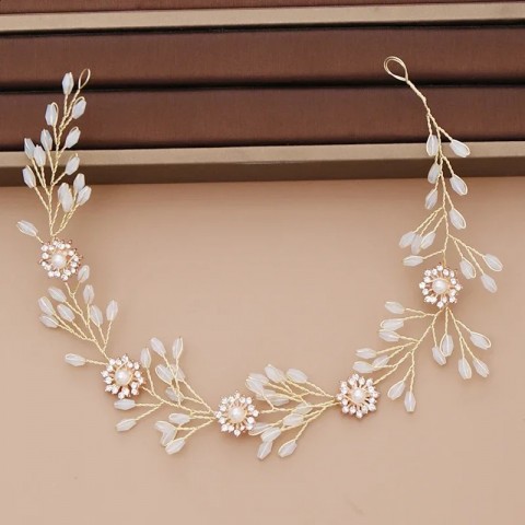 Pearl Crystal Tiara Bridal Headpiece for Women