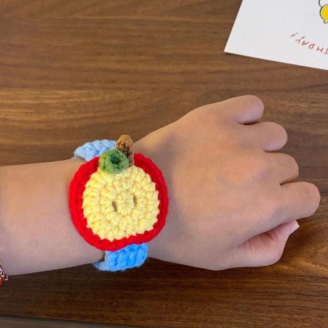 Charming Apple Crochet Wristbands for Couples - Creative Knitted Gifts