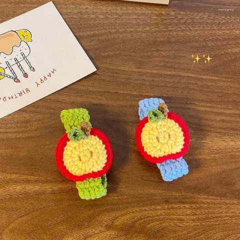 Charming Apple Crochet Wristbands for Couples - Creative Knitted Gifts