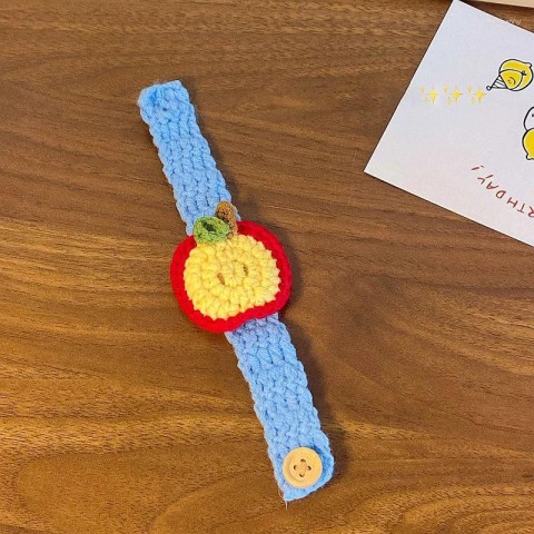 Charming Apple Crochet Wristbands for Couples - Creative Knitted Gifts