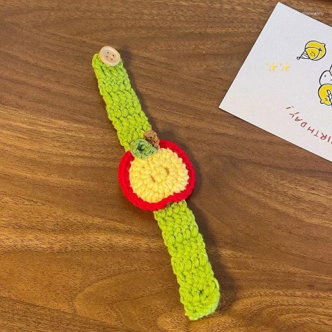 Charming Apple Crochet Wristbands for Couples - Creative Knitted Gifts