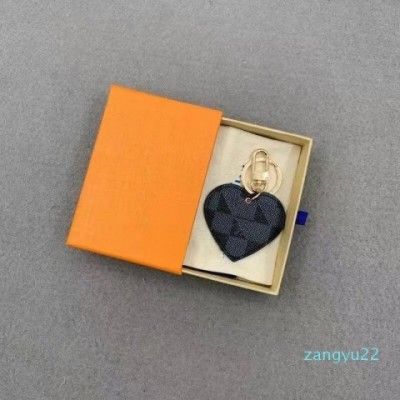 Brand Luxurys Heart-Shaped Brown Black Keychain for Women