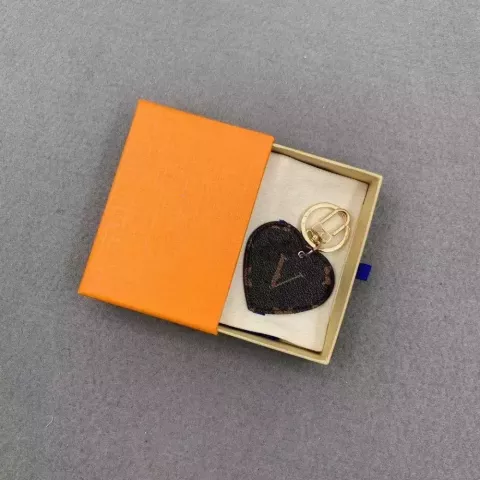 Brand Luxurys Heart-Shaped Brown Black Keychain for Women