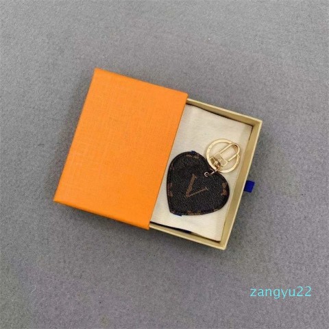 Brand Luxurys Heart-Shaped Brown Black Keychain for Women