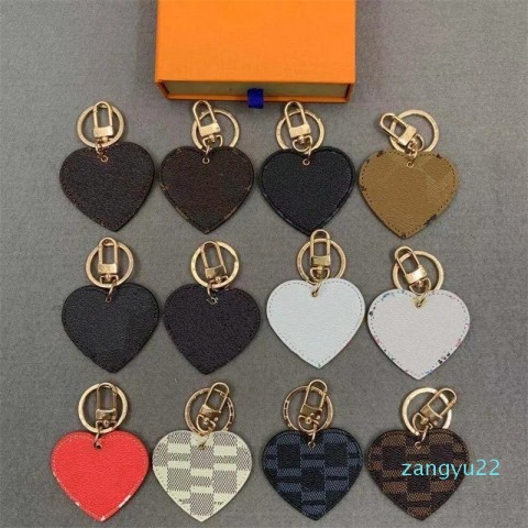 Brand Luxurys Heart-Shaped Brown Black Keychain for Women