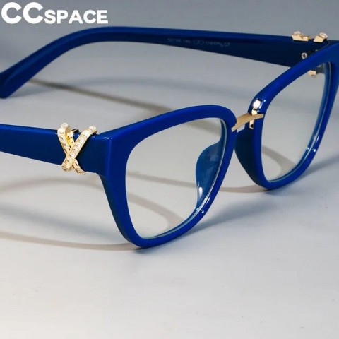 Cat Eye Wooden Frames with Rhinestone for Women, Green Geometric Style, Model 45605