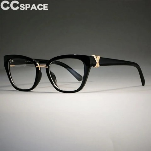 Cat Eye Wooden Frames with Rhinestone for Women, Green Geometric Style, Model 45605
