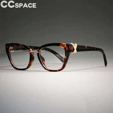 Cat Eye Wooden Frames with Rhinestone for Women, Green Geometric Style, Model 45605